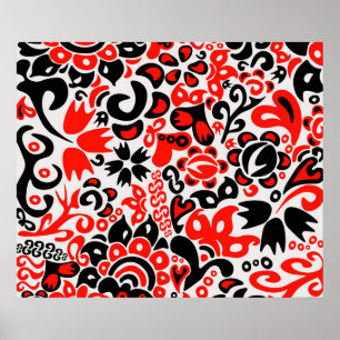 Ukrainian ethnic folk art floral pattern absrtact ポスター