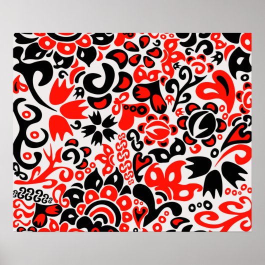 Ukrainian ethnic folk art floral pattern absrtact ポスター (正面)