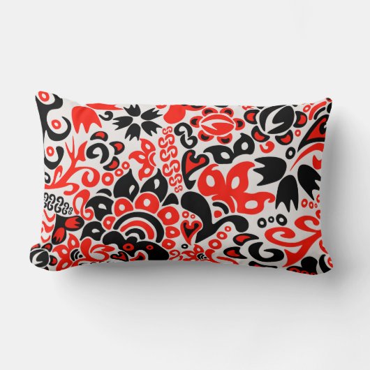 Ukrainian ethnic folk art floral pattern absrtact ランバークッション (正面)