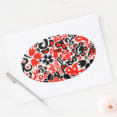 Ukrainian ethnic folk art floral pattern absrtact 楕円形シール (封筒)