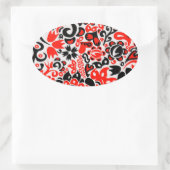 Ukrainian ethnic folk art floral pattern absrtact 楕円形シール (バッグ)