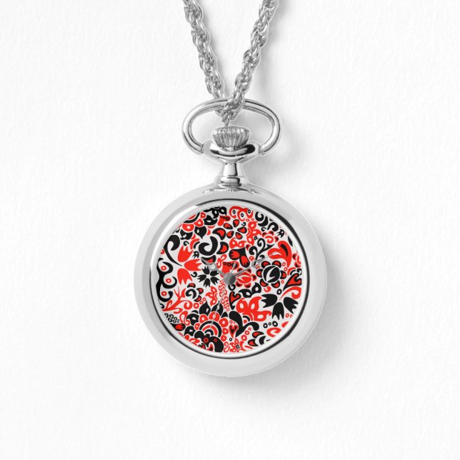Ukrainian ethnic folk art floral pattern absrtact  腕時計 (正面)