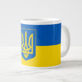 Ukrainian flag. Coat of Arms. We support Ukraine.  ジャンボコーヒーマグカップ (正面右)