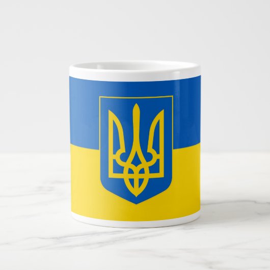 Ukrainian flag. Coat of Arms. We support Ukraine.  ジャンボコーヒーマグカップ (正面)