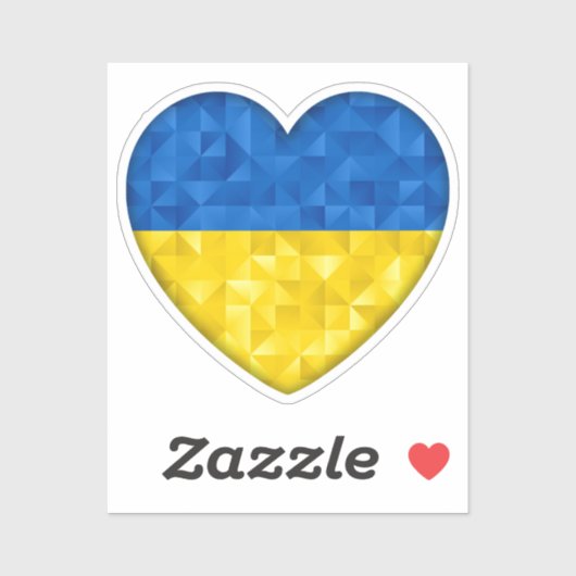 Ukrainian flag. Love to Ukraine. Support. Heart. シール (シート)