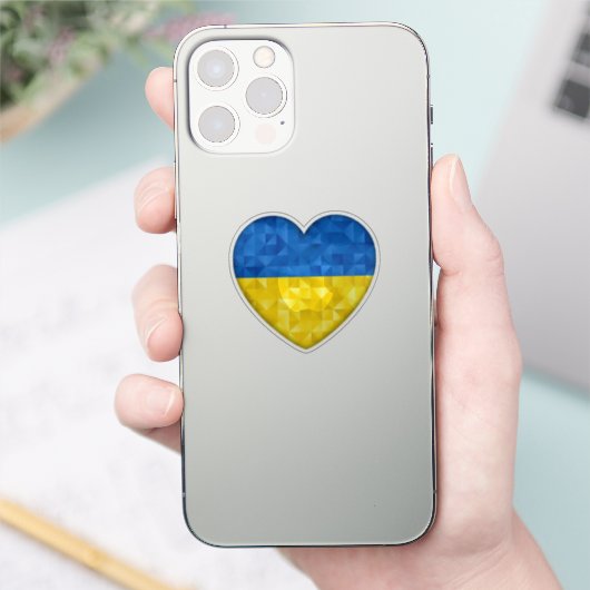 Ukrainian flag. Love to Ukraine. Support. Heart. シール (スマートフォン)