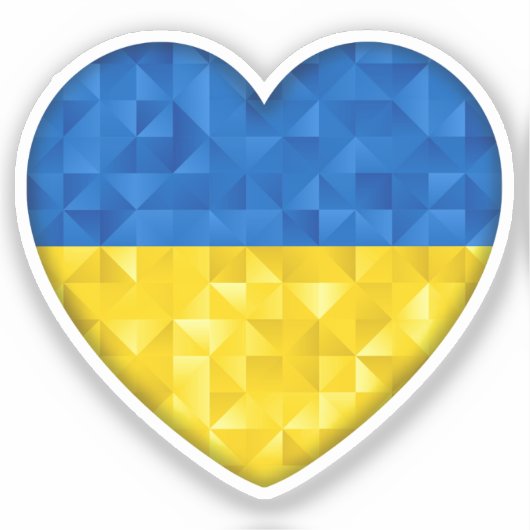 Ukrainian flag. Love to Ukraine. Support. Heart. シール (正面)