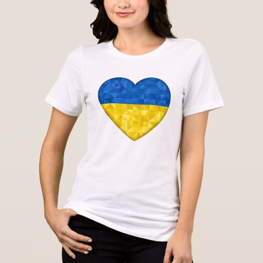 Ukrainian flag. Love to Ukraine. Support. Heart. トライブレンドＴシャツ (正面)