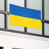 Ukrainian flag. Outdoor  横断幕 (ビルの外側)