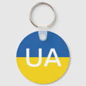 Ukrainian flag round button keychain キーホルダー (正面)