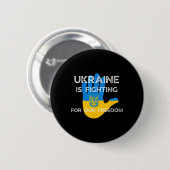 Ukrainian Flag Supporting Design Ukraine Fight For 缶バッジ (正面&裏面)