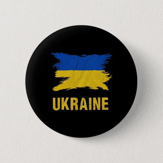 Ukrainian Flag Vintage Ukraine Flag 3  缶バッジ (正面)