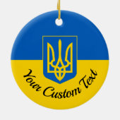 Ukrainian flag with coat of arms and custom text セラミックオーナメント (裏面)