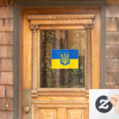 Ukrainian flag with the Trident Coat of Arms. ウィンドウサイン (ホームデコレーション)