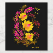 Ukrainian Floral Folk Art ワインラベル (シングルラベル)