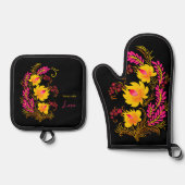 Ukrainian Floral Folk Art  鍋つかみ&鍋敷きセット (正面)