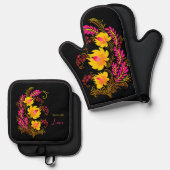 Ukrainian Floral Folk Art  鍋つかみ&鍋敷きセット (正面/裏面)