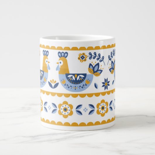 Ukrainian folk art ornament Specialty Mug ジャンボコーヒーマグカップ (正面)
