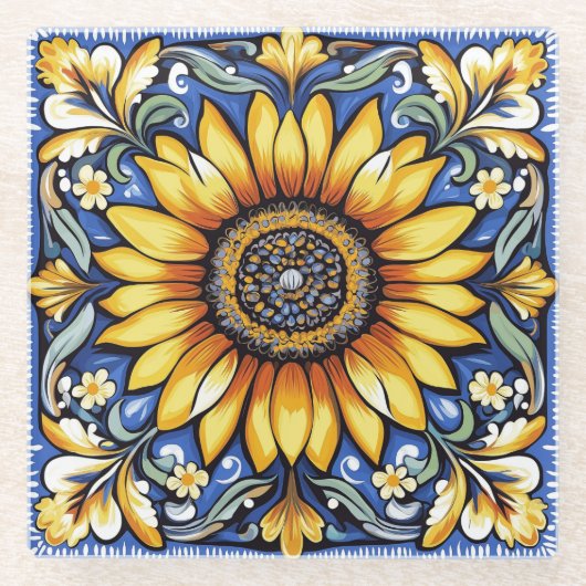 Ukrainian folk art pattern. ガラスコースター (正面)