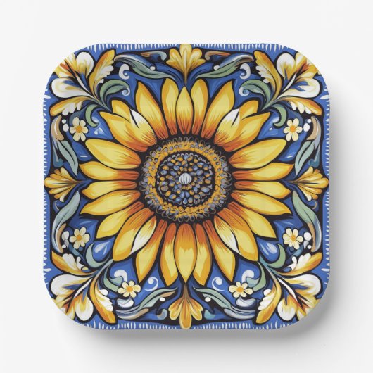 Ukrainian folk art pattern ペーパープレート (正面)