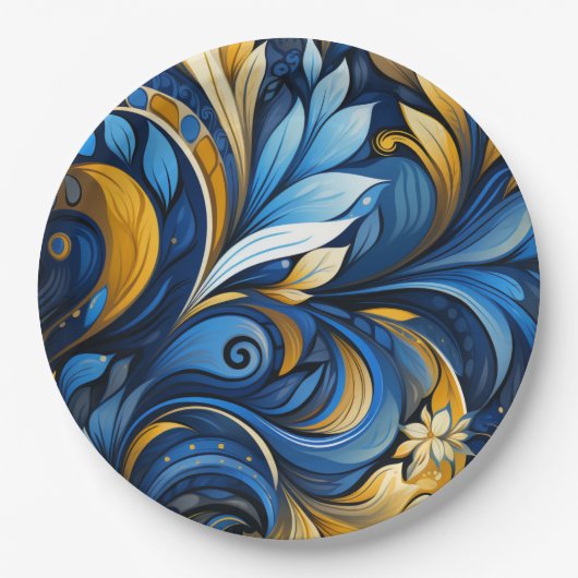 Ukrainian folk art pattern paper plates ペーパープレート (正面)