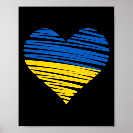 Ukrainian Heart Flag Colors Blue Yellow Ukraine Pe ポスター (正面)