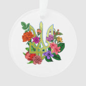Ukrainian heraldry trident tryzub blooming flowers オーナメント (正面)