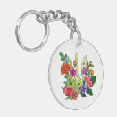 Ukrainian heraldry trident tryzub blooming flowers キーホルダー (正面左)