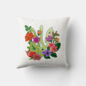 Ukrainian heraldry trident tryzub blooming flowers クッション (裏面)
