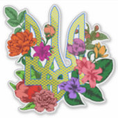 Ukrainian heraldry trident tryzub blooming flowers シール (正面)