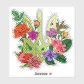 Ukrainian heraldry trident tryzub blooming flowers シール (シート)