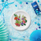 Ukrainian heraldry trident tryzub blooming flowers ペーパープレート (パーティー)
