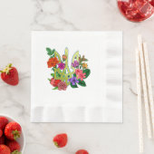Ukrainian heraldry trident tryzub blooming flowers 縁ありランチョンナプキン (インサイチュ)