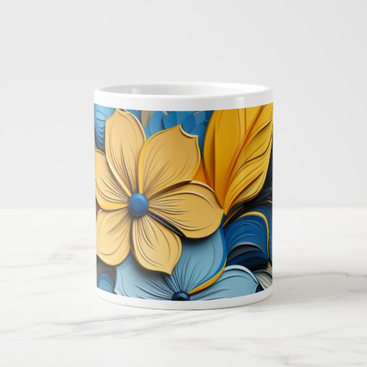 Ukrainian motifs blue and yellow X-Large Mug ジャンボコーヒーマグカップ (正面)