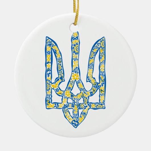 Ukrainian national emblem trident tryzub ethnical セラミックオーナメント (正面)
