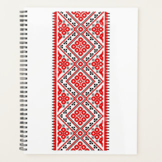 Ukrainian Red Embroidery Suns Vyshyvanka プランナー手帳