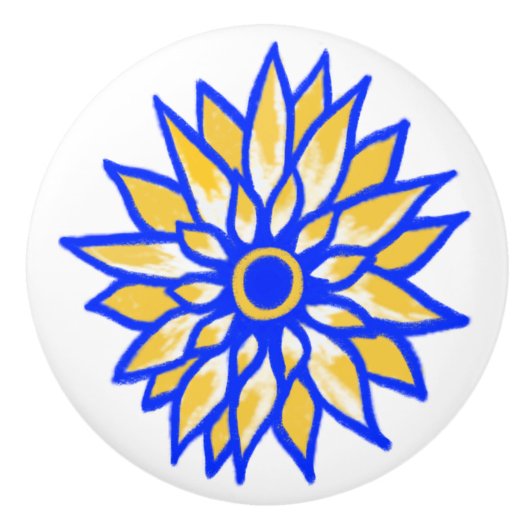 Ukrainian Sunflower Ceramic Knob セラミックノブ (正面)