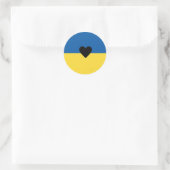 Ukrainian Support Ukraine Heart Flag Sign ラウンドシール (バッグ)