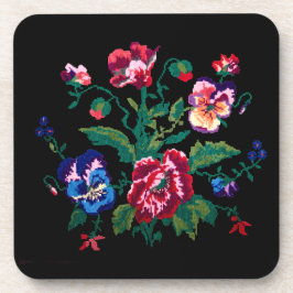 Ukrainian traditional vushuvanka folk art pattern コースター