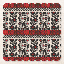 Ukrainian traditional vushuvanka folk art pattern. ペーパーコースター
