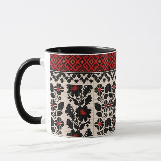Ukrainian traditional vushuvanka folk art pattern. マグカップ (左)
