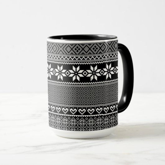 Ukrainian traditional vushuvanka folk pattern  マグカップ (正面右)