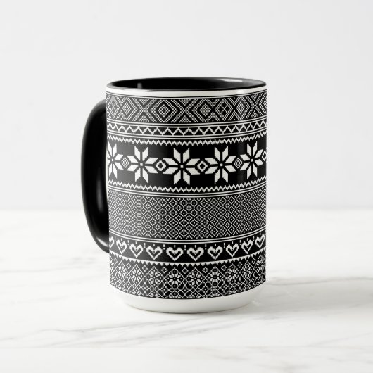 Ukrainian traditional vushuvanka folk pattern  マグカップ (正面左)