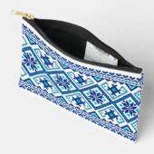 Ukrainian traditional vushuvanka folk pattern blue アクセサリーポーチ (見開き)