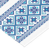 Ukrainian traditional vushuvanka folk pattern blue ショートテーブルランナー (コーナー)