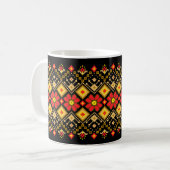 Ukrainian traditional vushuvanka folk pattern red コーヒーマグカップ (正面左)