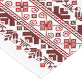 Ukrainian traditional vushuvanka folk pattern red ショートテーブルランナー (コーナー)