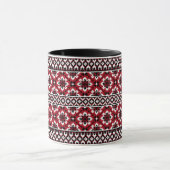Ukrainian traditional vushuvanka folk pattern red マグカップ (中央)