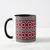 Ukrainian traditional vushuvanka folk pattern red マグカップ (左)