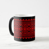 Ukrainian traditional vushuvanka folk pattern red モーフィングマグカップ (正面左)